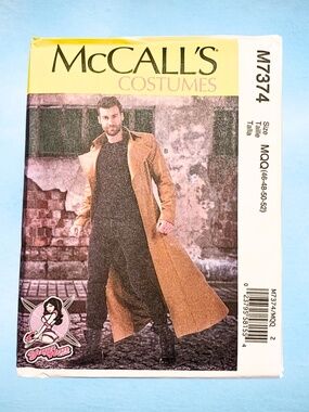 NEW McCalls M7374 Men's Trench Coat Costume Sewing Pattern Yaha Han UNOPENED